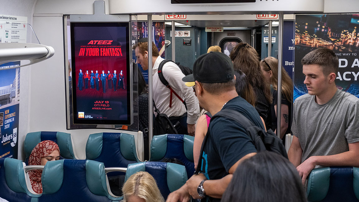 AEG Live ad on Commuter Rail Livecard Network