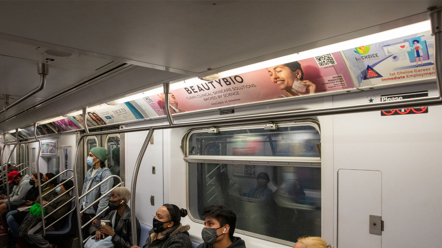 mta subway transit out of home advertising in new york city for beautybio