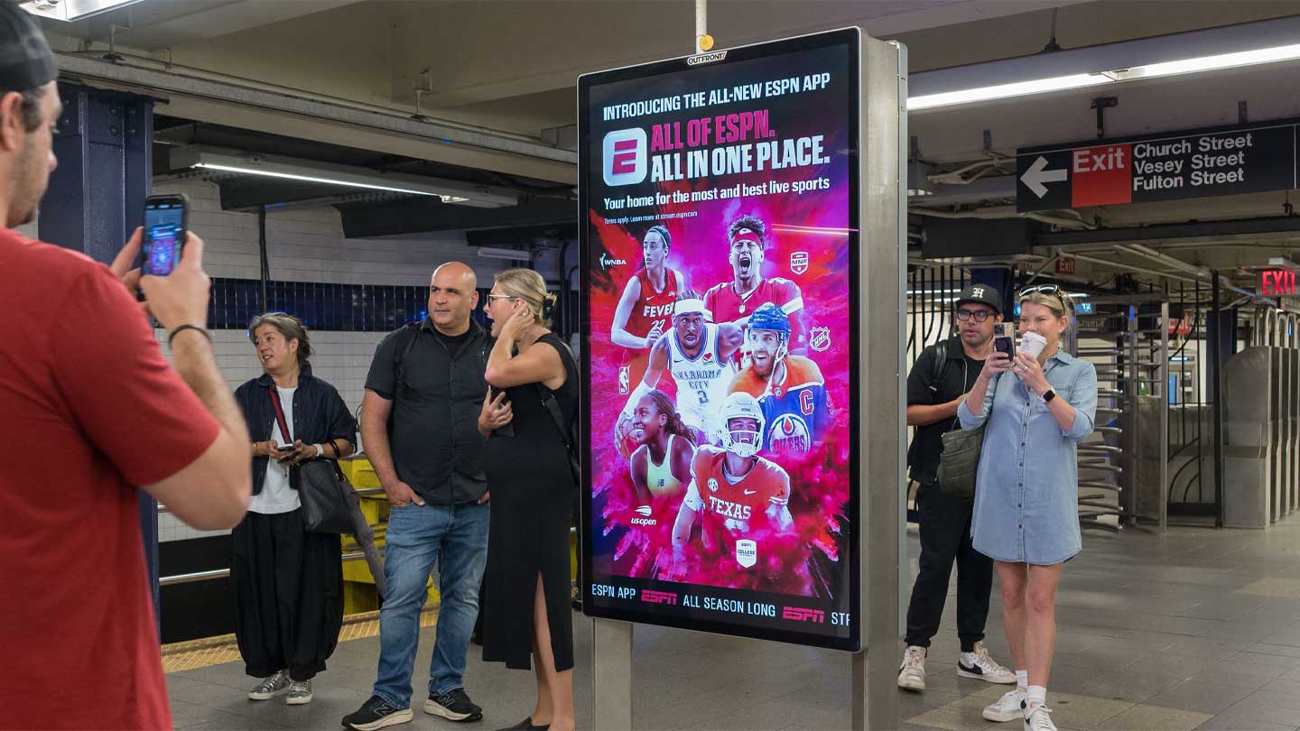 espn app nyc advertising liveboard subway