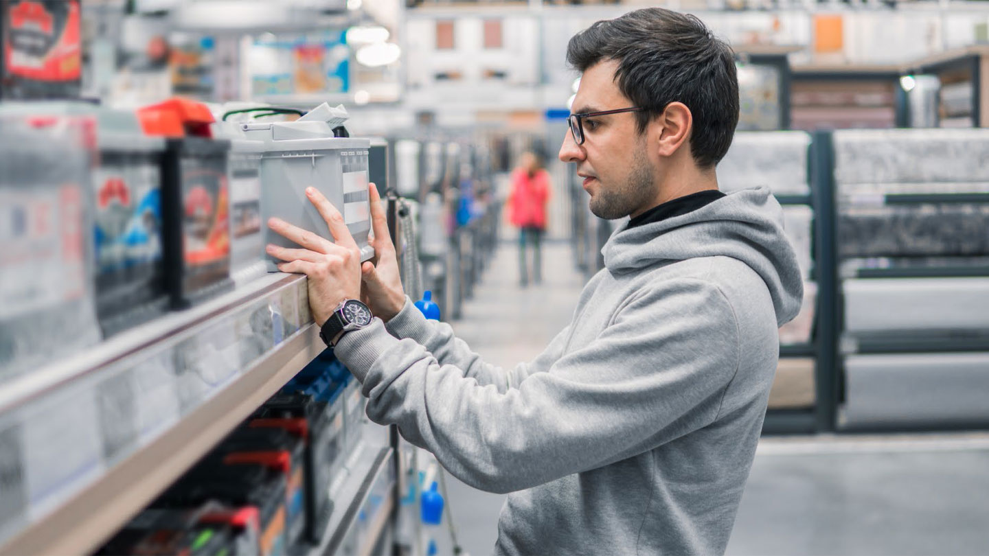 stock image of man in shop