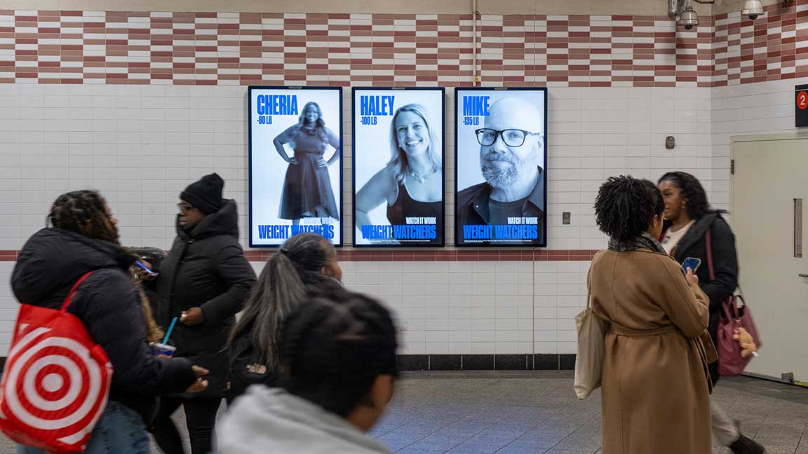 WW International Weight Watchers ad on Digital Liveboard triptych in NYC