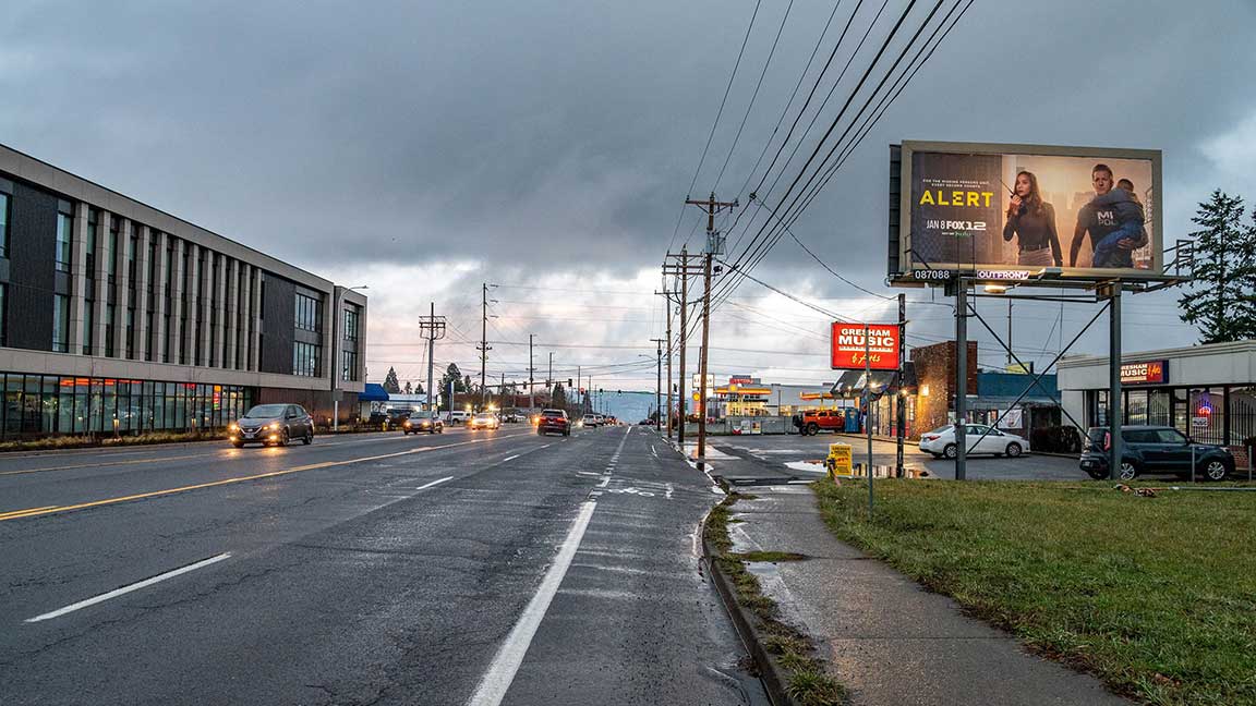 FOX TV poster size billboard along roadside in Portalnd, Oregon