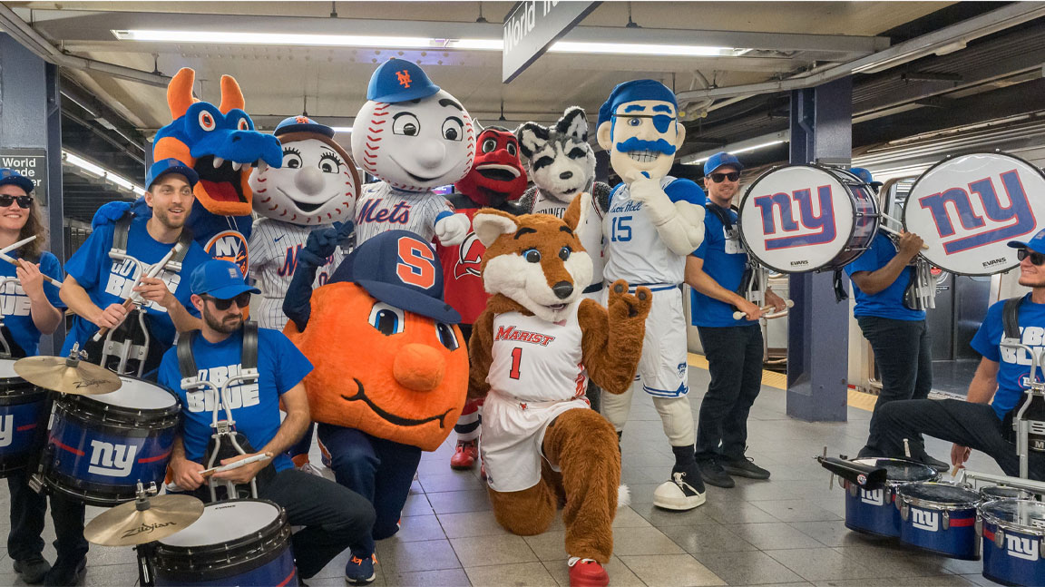 New York’s favorite mascot and New York Giants drumline
