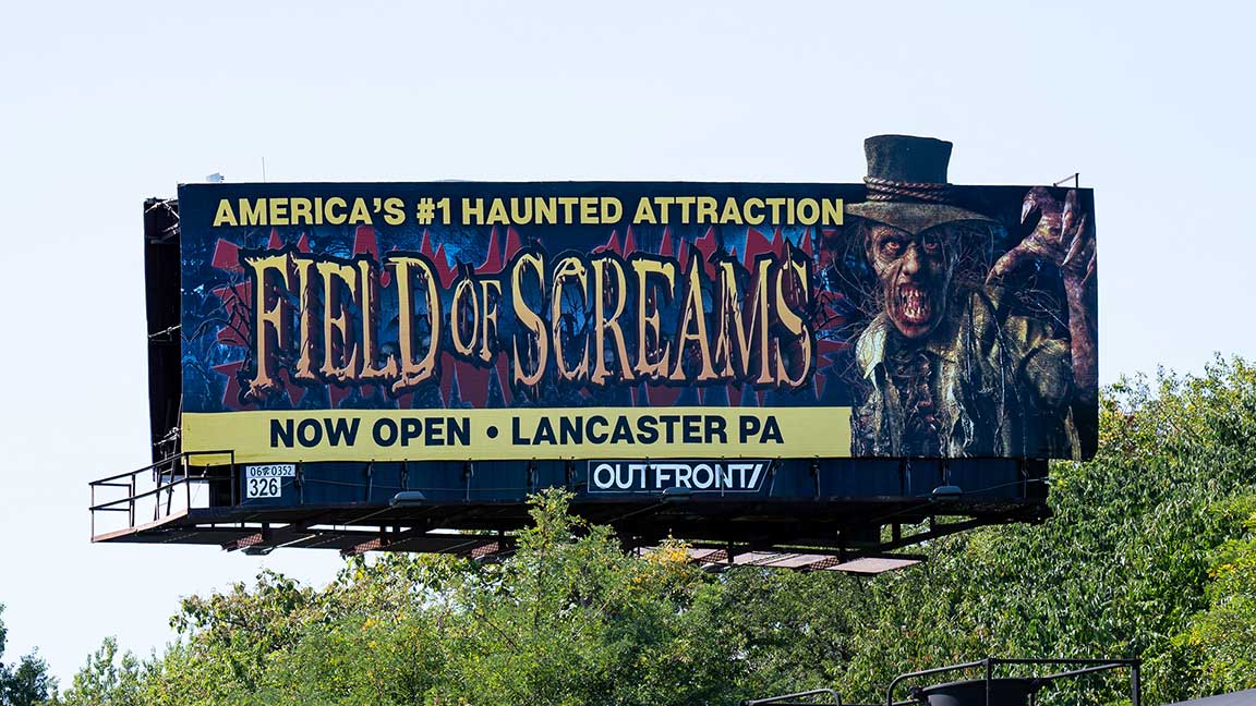 Field of Screams billboard in Pennsylvania