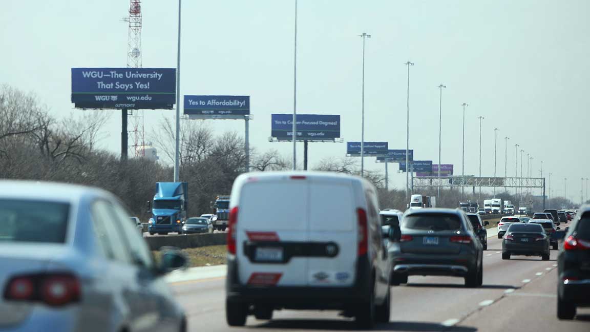 Burma-Shave style billboard ads for Western Governors University