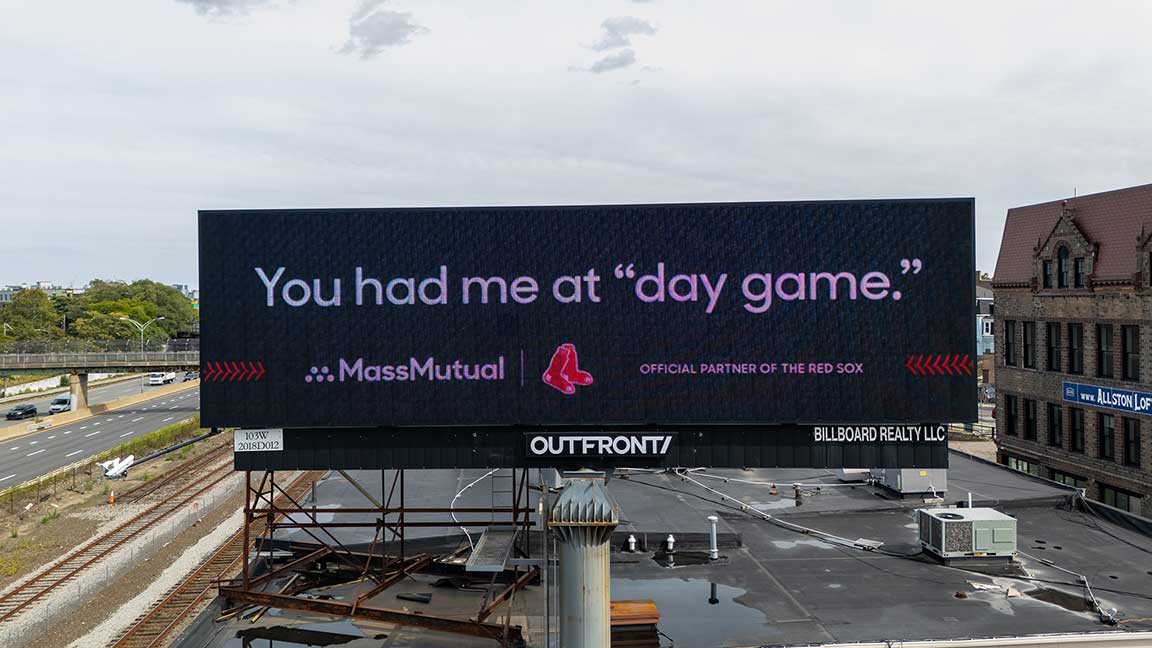 Digital billboard in Boston for Mass Mutual, an official Red Sox partner