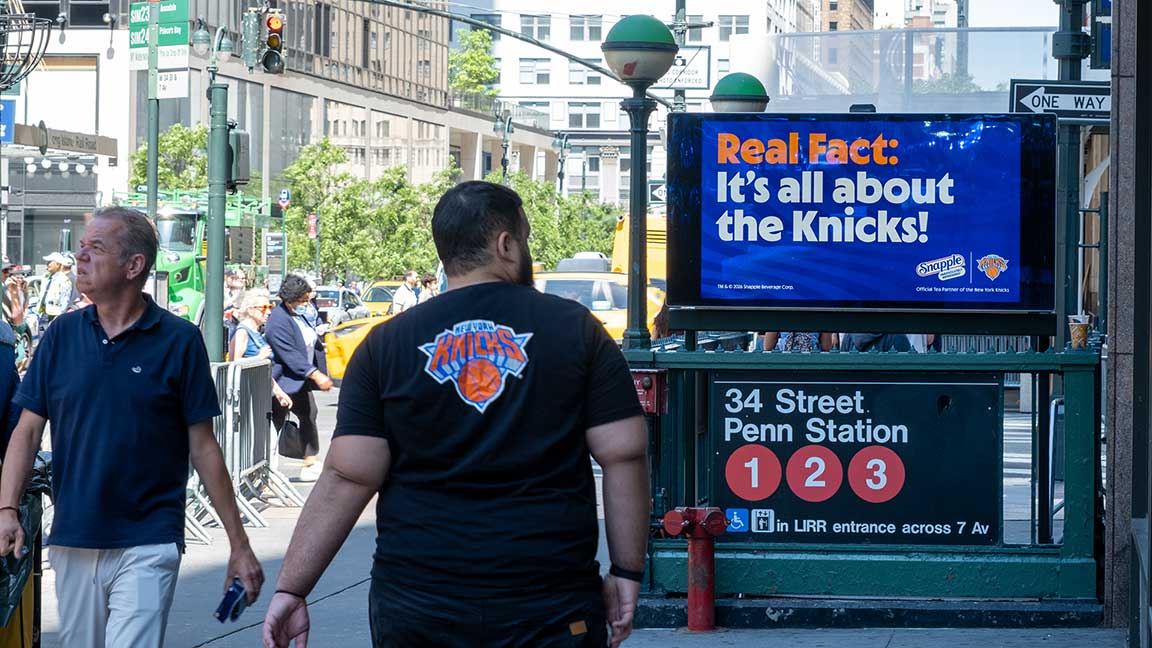 Snapple IRL ad on Video Urban Panel outside Madison Square Garden