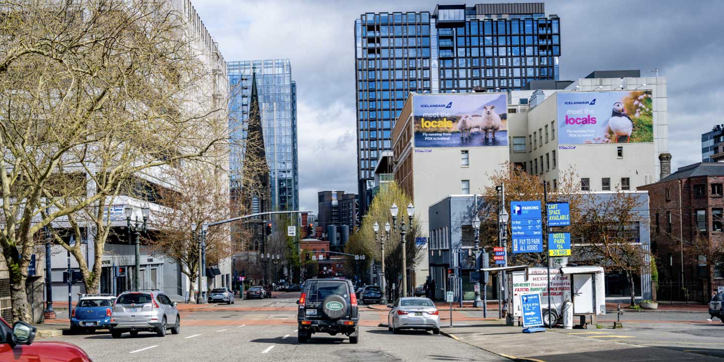 out of home advertising wallscape portland icelandair