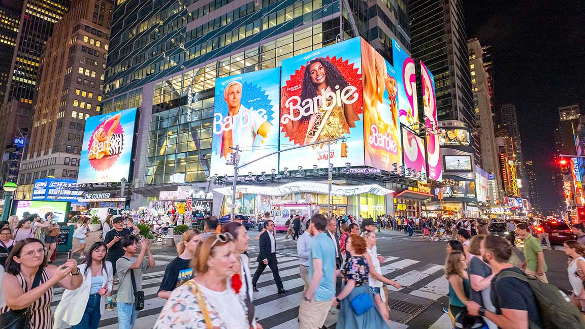 Barbie OOH billboard advertisement on Times Square Tower