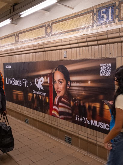 sony airbuds olivia transit poster out of home advertising