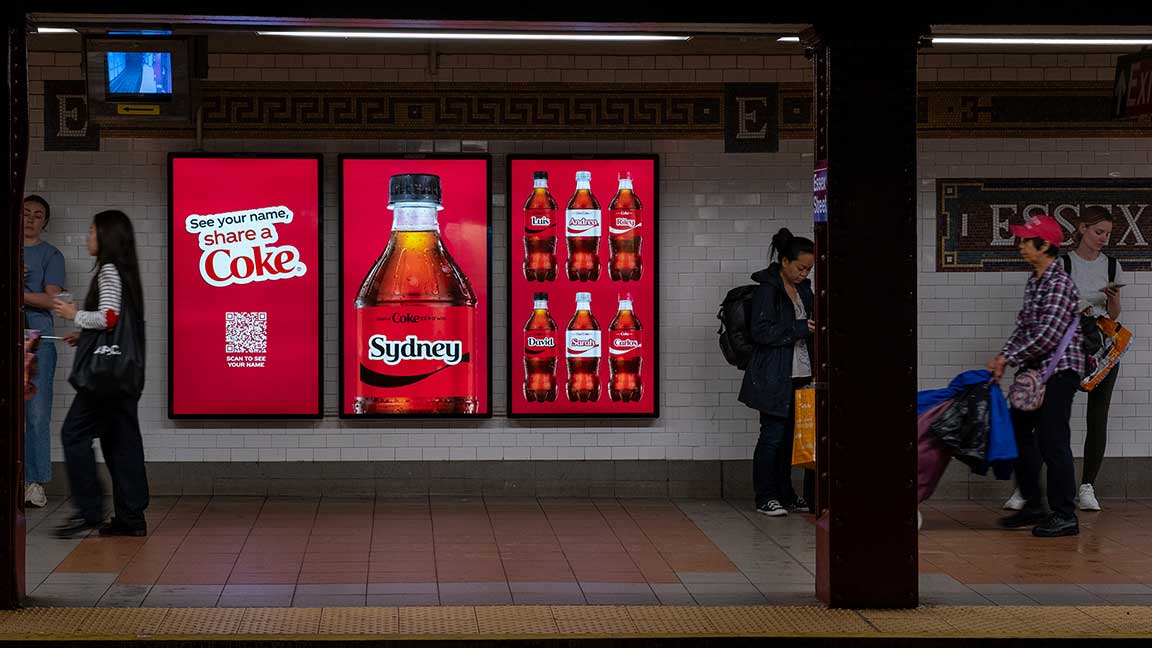 Coca-Cola QRad-powered digital out of home campaign on New York City subway digital liveboards
