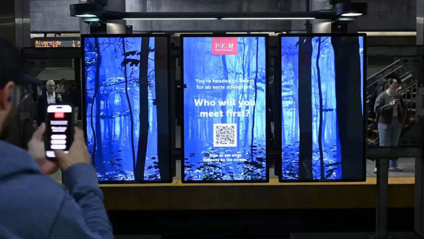 peabody essex museum digital liveboard transit north station boston and salem out of home advertising