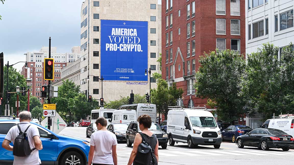 Coinbase wallscape advertisement in Washington, D.C.