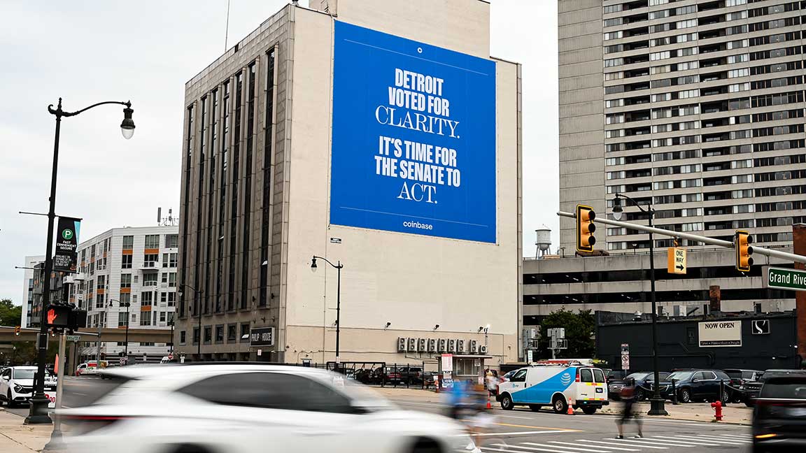 Coinbase wallscape in Detroit