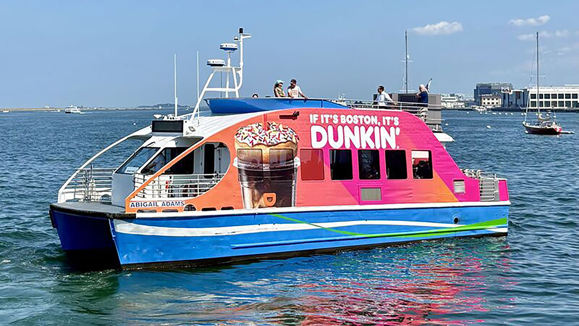Dunkin’ wrap advertisement on MBTA Ferry
