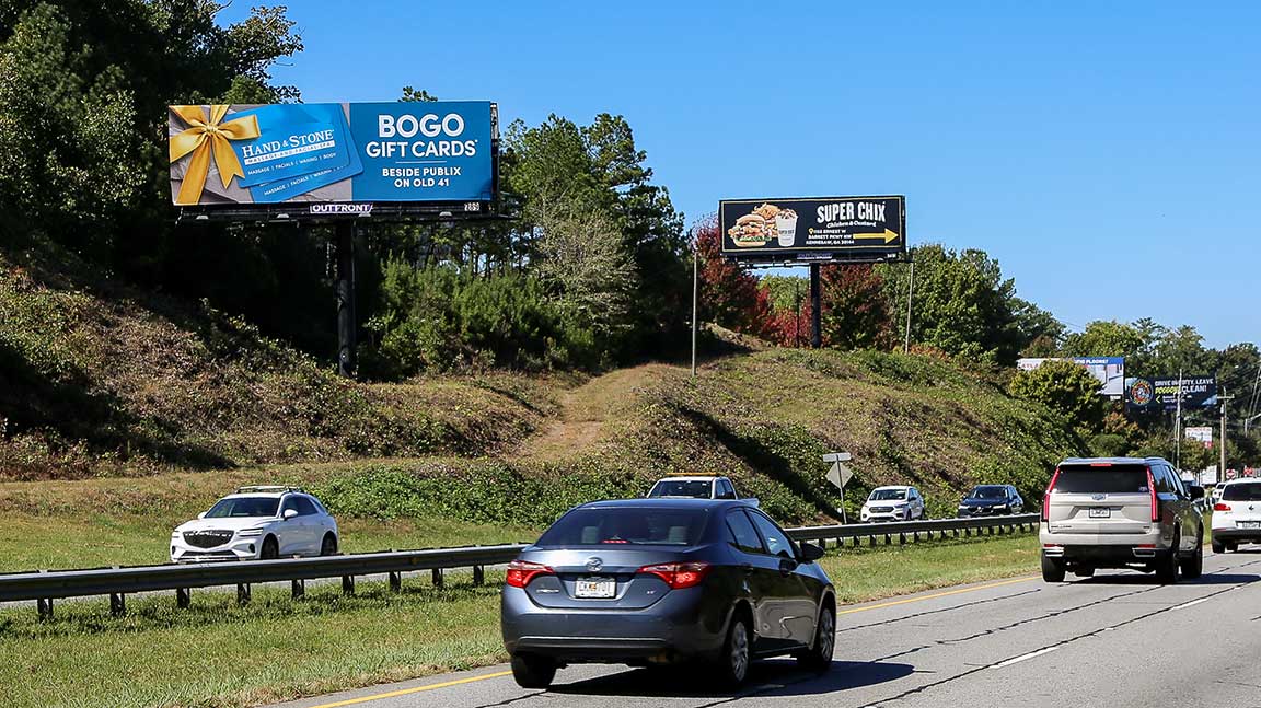 Hand & Stone billboard in Atlanta, winner of 2026 OAAA Local Case Study Award
