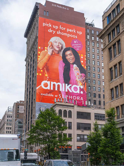 out of home amika wallscape advertising new york city