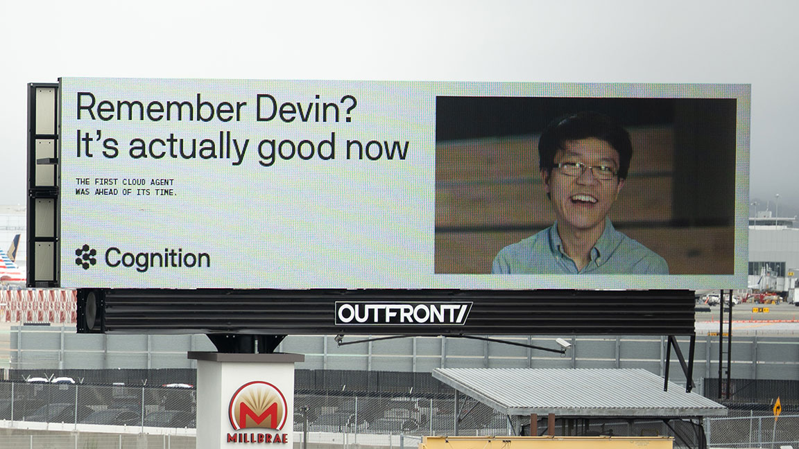 Cognition billboard for Devin AI in San Francisco