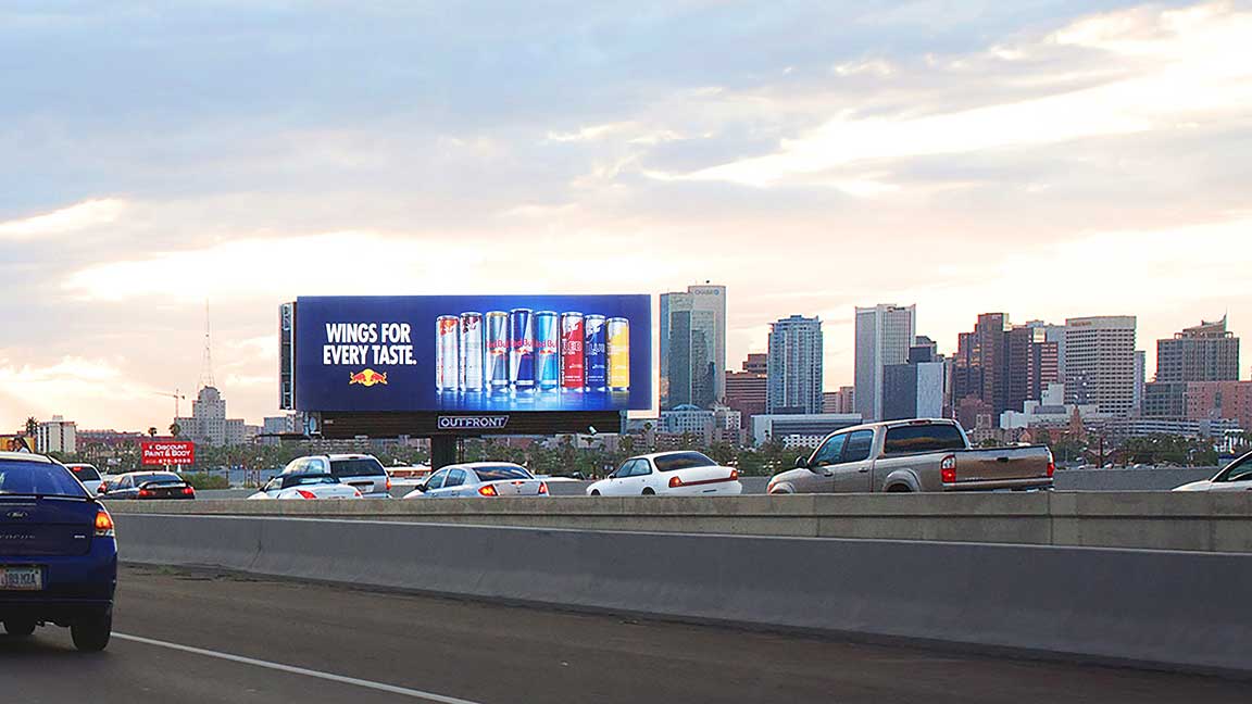 Digital bulletin in Phoenix alongside freeway