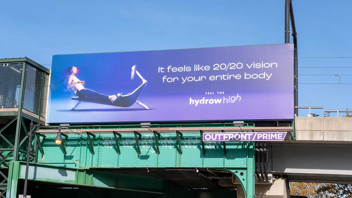 Hydrow ad on OUTFRONT PRIME bulletin