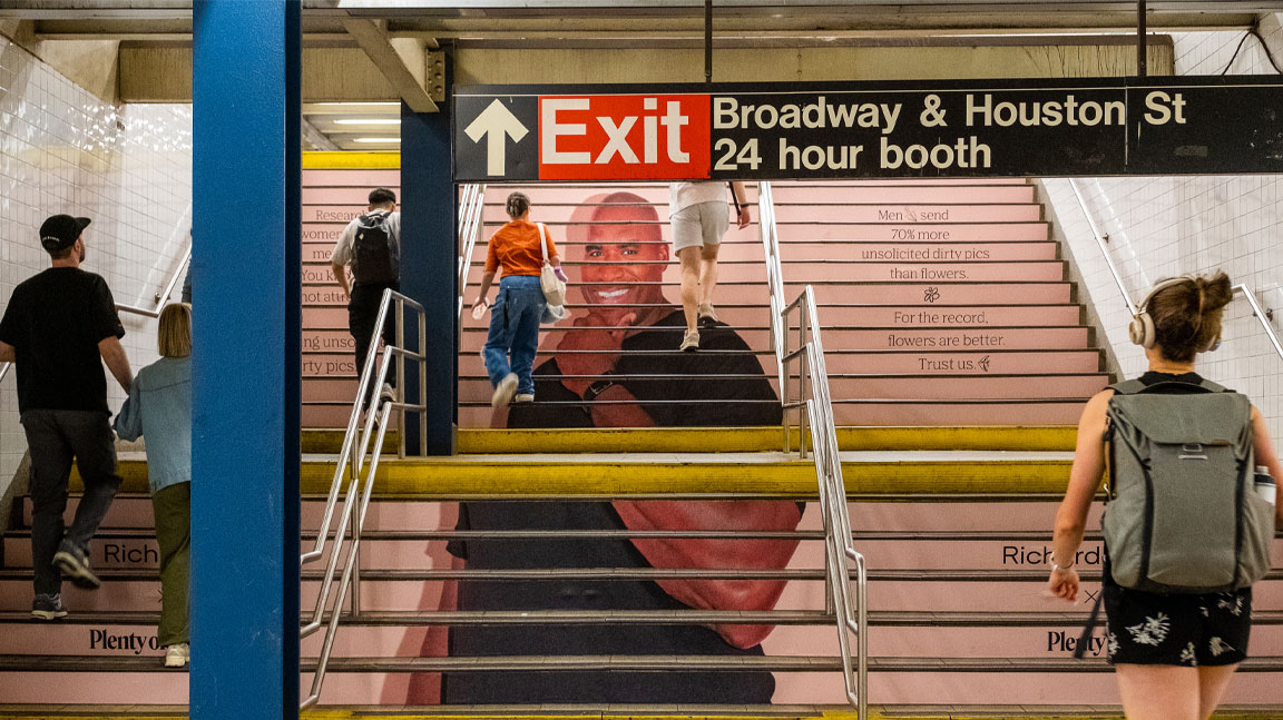 station domination mta transit out of home advertising for plenty of fish in new york city