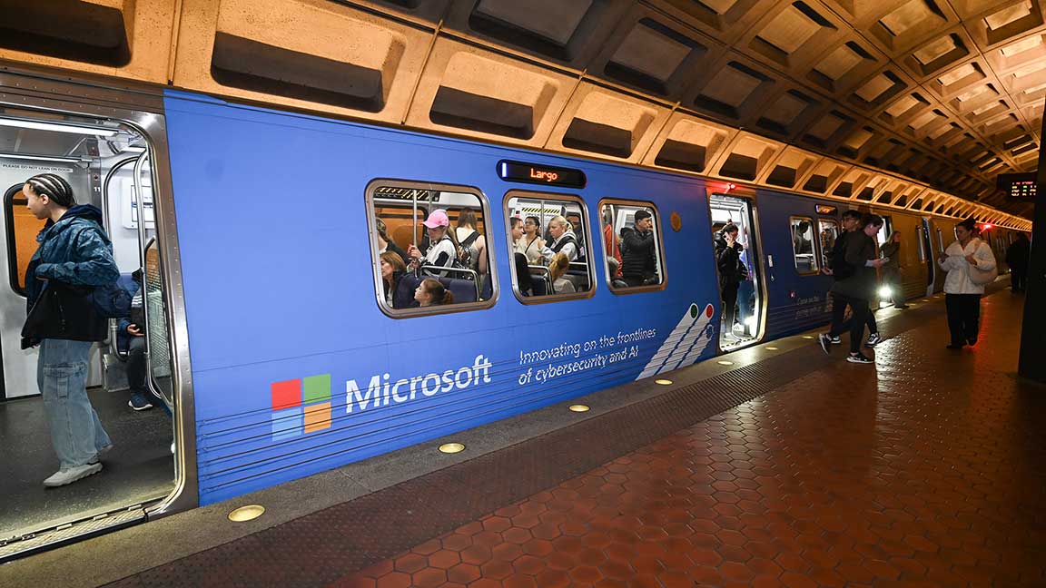 Microsoft subway wrap advertisement on DC Metrorail