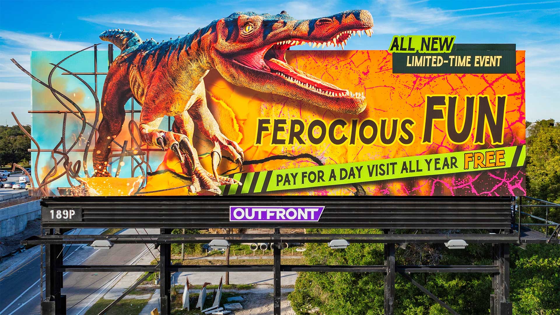 ZooTampa billboard with dinosaur extension