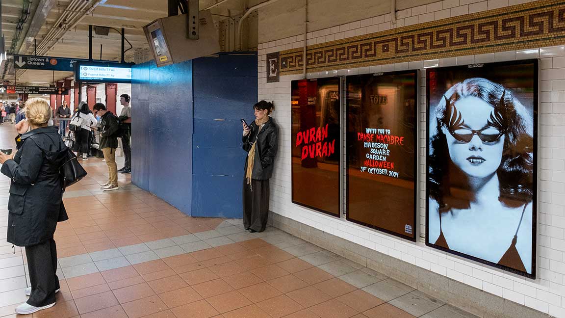 Duran Duran Halloween concert advertised on subway Liveboard triptych