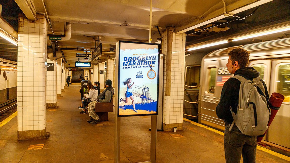 Brooklyn Marathon ad on NYC Subway Liveboard