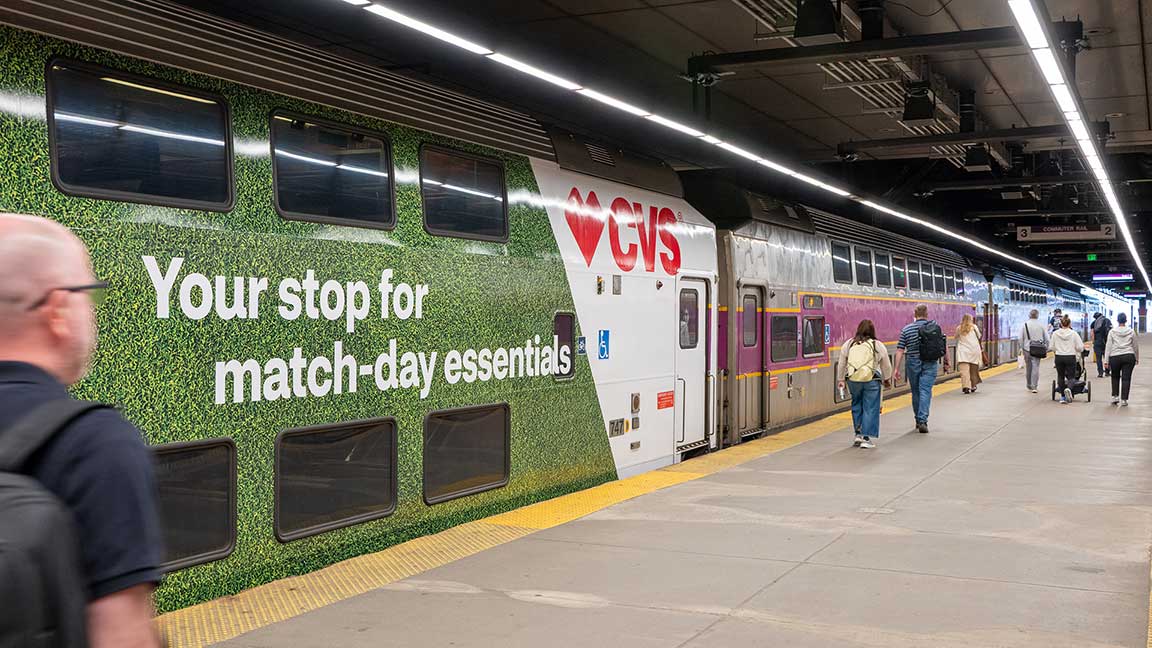 CVS train wrap on MBTA train in Boston