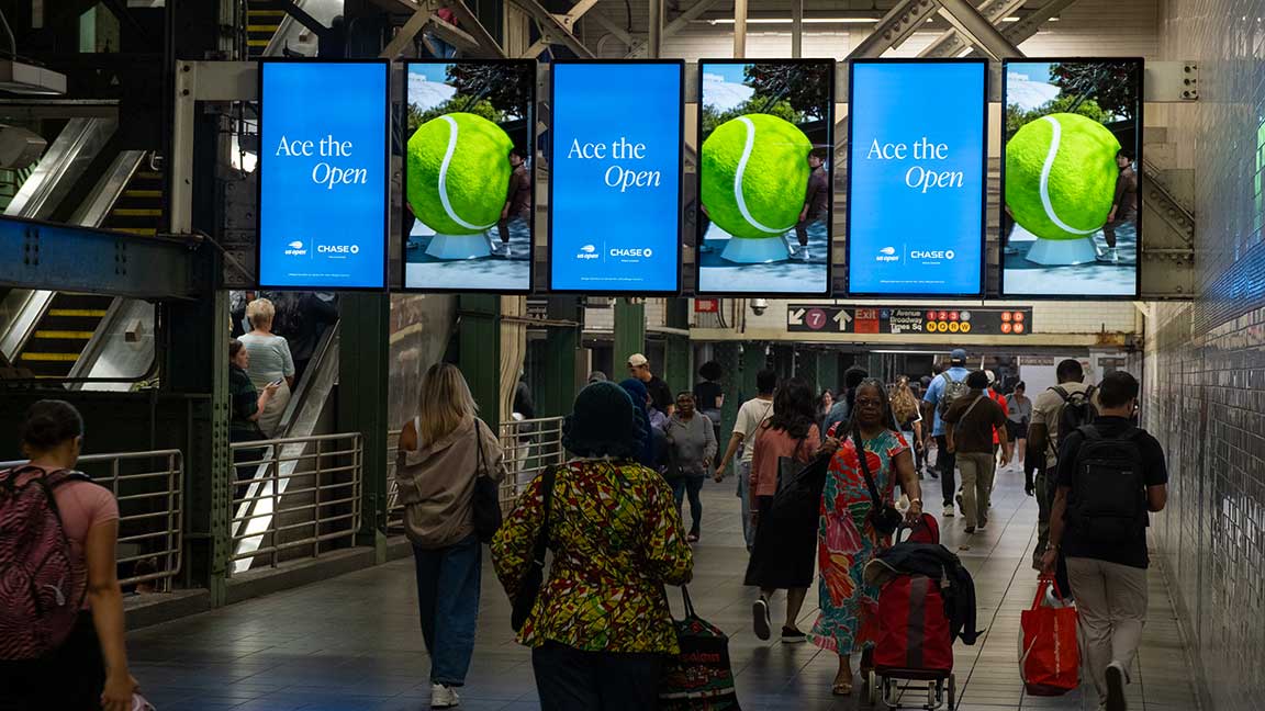 Official US Open sponsor JPMorgan Chase digital out of home advertisement