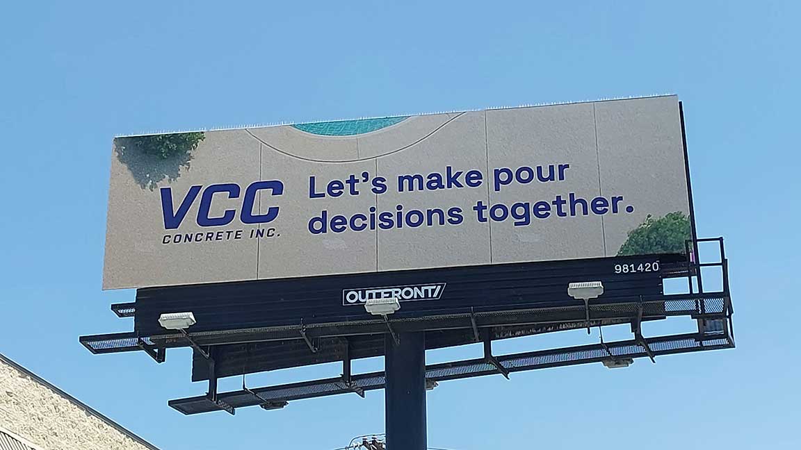 VCC Concrete billboard in Fresno designed by Billy Montoya of OUTFRONT STUDIOS