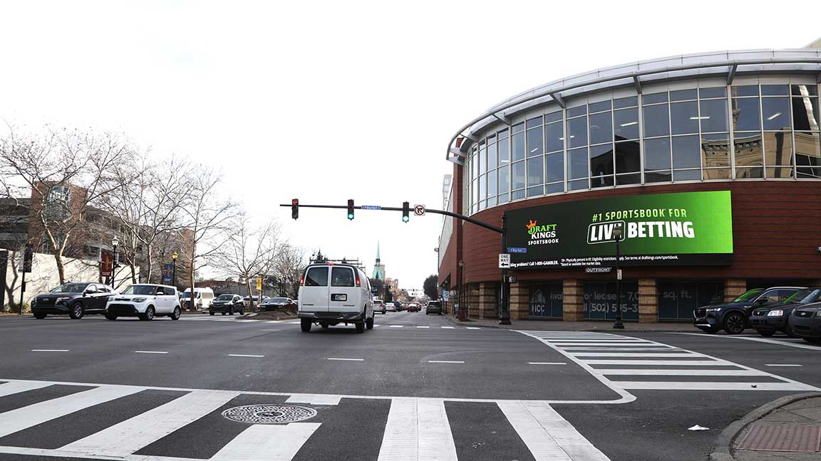 Draft Kings ad on digital bulletin in Louisville