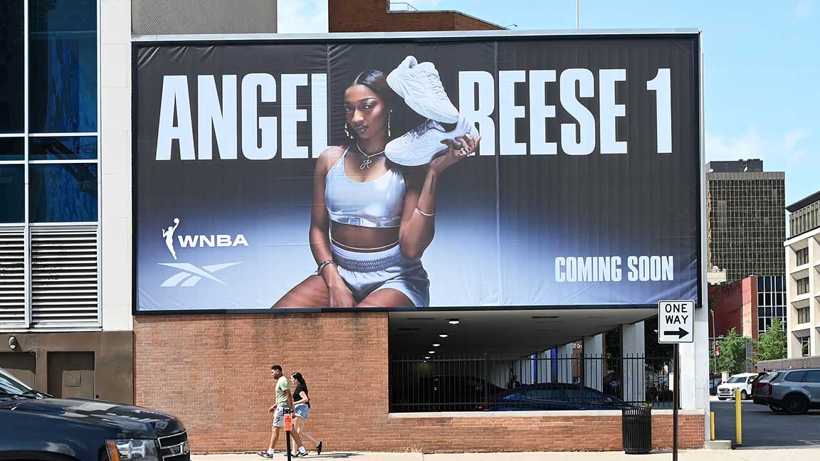 Angel Reese 1 Reebok wallscape in Indianapolis