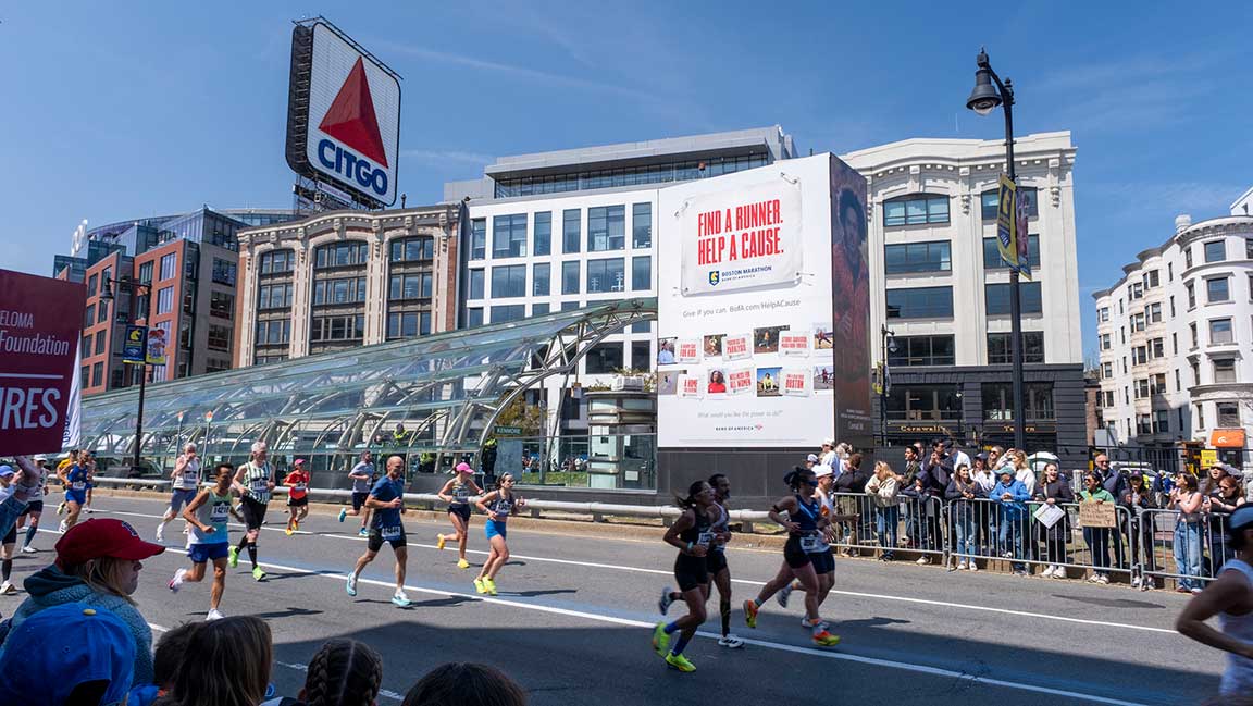 Bank of America Boston Marathon advertising on Kenmore Elevator