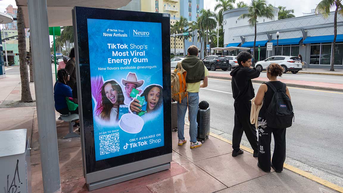 Neuro advertises new functional gum products on digital shelter in Miami Beach