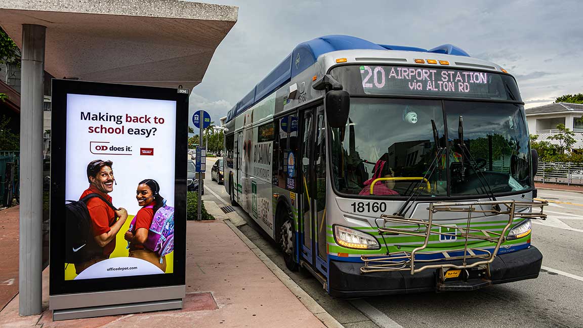 Office Depot back-to-school ad on Digital Shelter in Miami