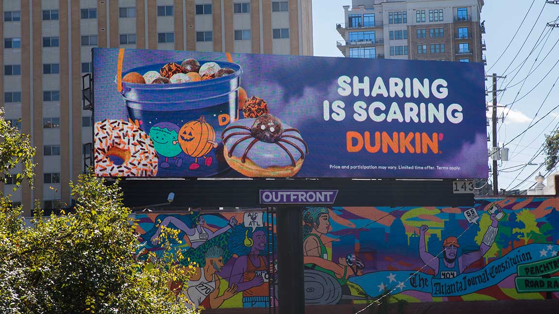 Dunkin' Halloween contextually relevant billboard in Atlanta