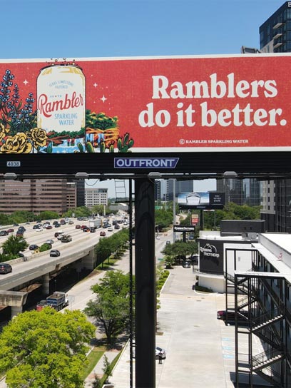 ramblers sparkling water highway billboard out of home advertising in houston texas