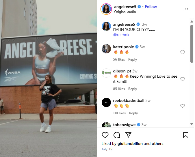 angel reese and reebox collaboration out of home advertising