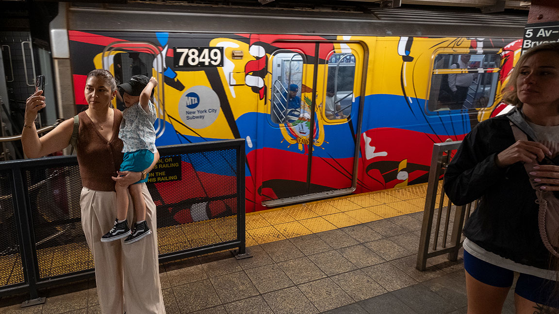 Colombia themed FIFA wrap on NYC Subway