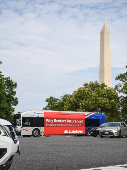 transit bus out of home advertising in washington dc for statefarm