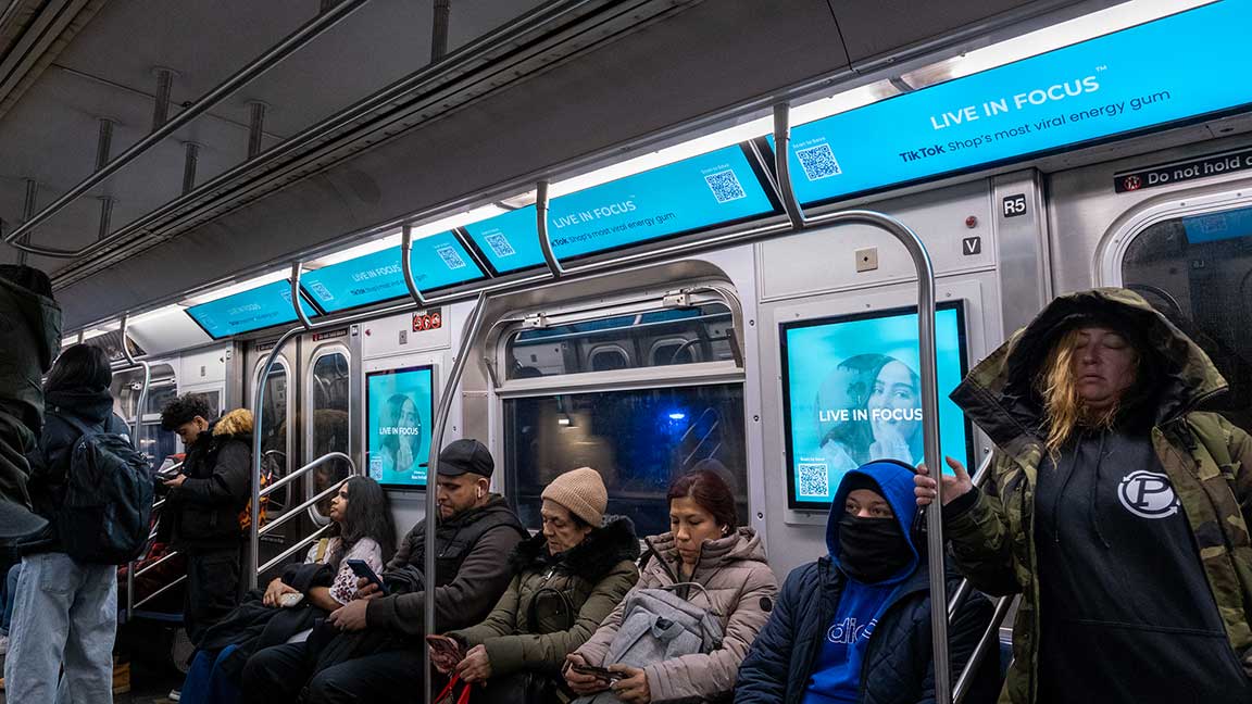 Neuro advertises new functional gum products on Livecard MAX digital out of home inside New York City subway cars