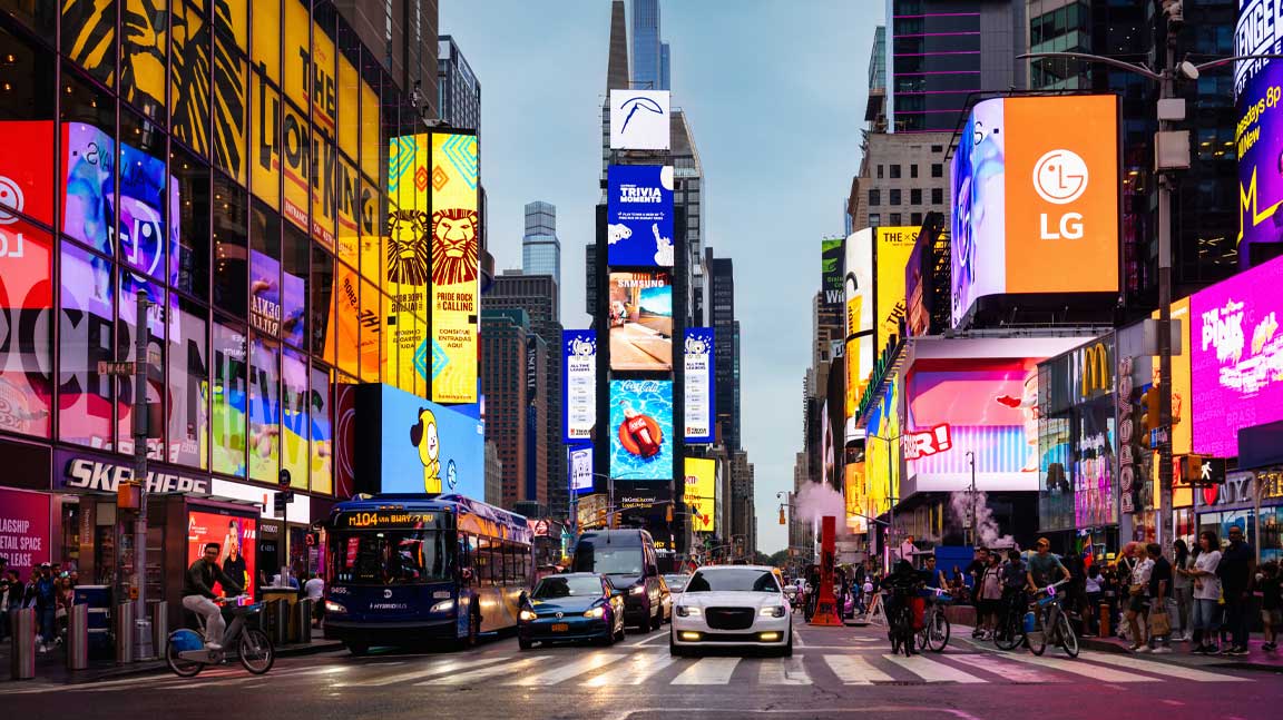 Facing north towards 2 Times Square