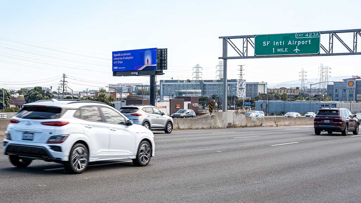 AI company advertisement on digital billboard in San Francisco