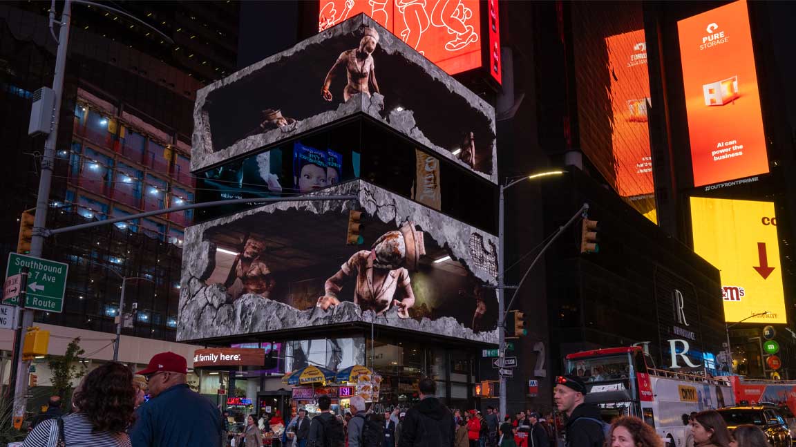 silent hill 2 playstation game 3d anamorphic at the cube 2 times square out of home advertising