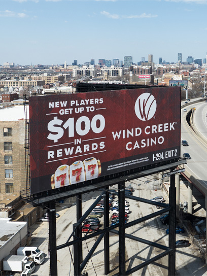 wind creek casino bulletin billboard in chicago out of home advertising