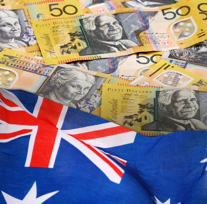 australian dollars and flag