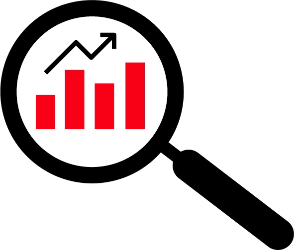 magnifying glass on charts