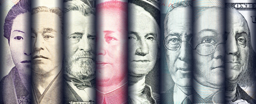 Japanese yen, US dollar, Chinese yuan, Australian dollar